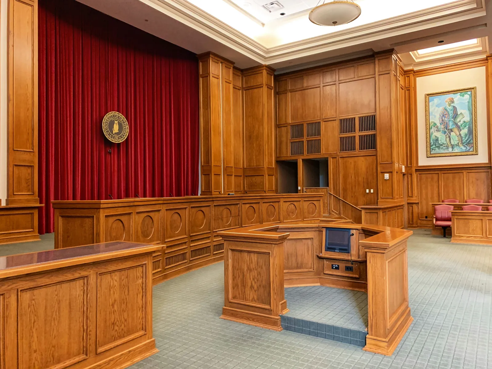 Interior of a courtroom representing the New York personal injury lawsuit process